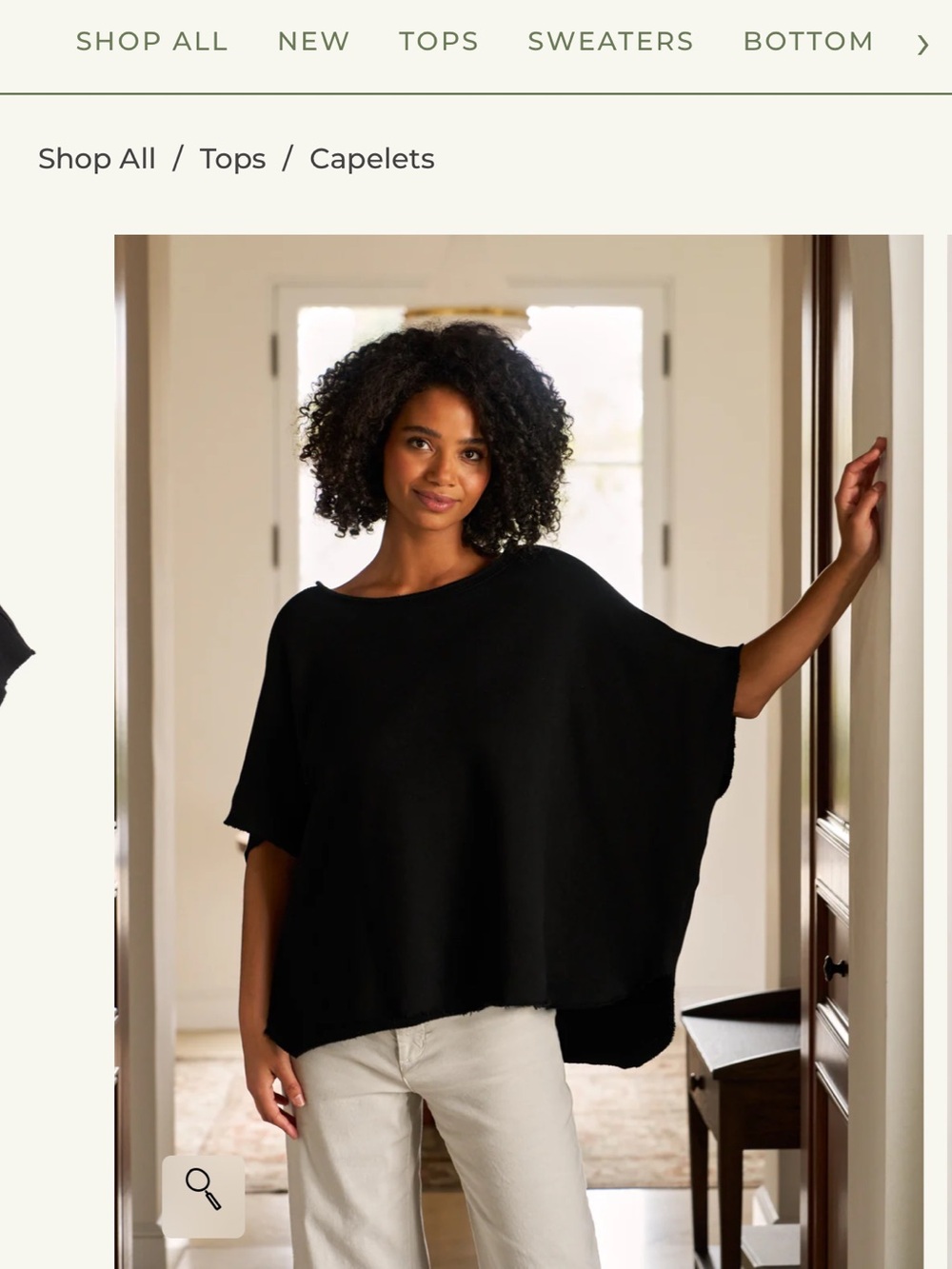 Frank & Eileen Black Draped Capelet Top